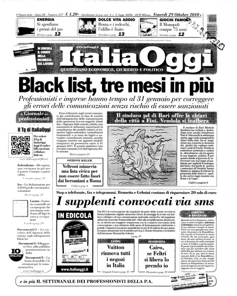 Italia oggi : quotidiano di economia finanza e politica